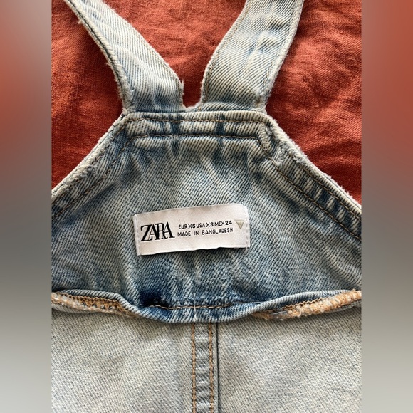 ZARA Light Wash Denim Mini Overall Dress | XS - Picture 7 of 10